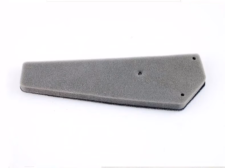 Air Filter Sponge QMB139: Gray rectangular foam filter with mounting holes.