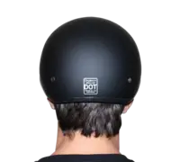 D.O.T. DAYTONA SKULL CAP W/O VISOR- DULL BLACK: Back view of a matte black motorcycle helmet.
