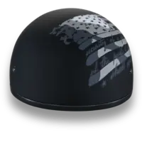 D.O.T. DAYTONA SKULL CAP with 2nd Amendment design: Black motorcycle helmet with grey American flag